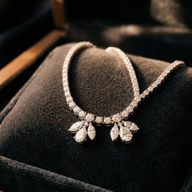 Gold jewellery collection in a premium display.